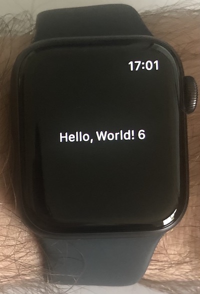 The app running on the watch