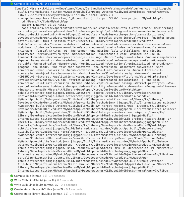 Reviewing the clang build logs inside Xcode