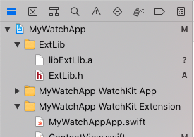 The ExtLib group inside the Xcode project